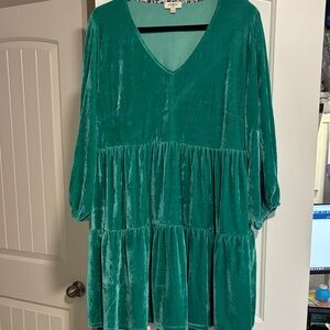 Umgee Teal Velvet Dress